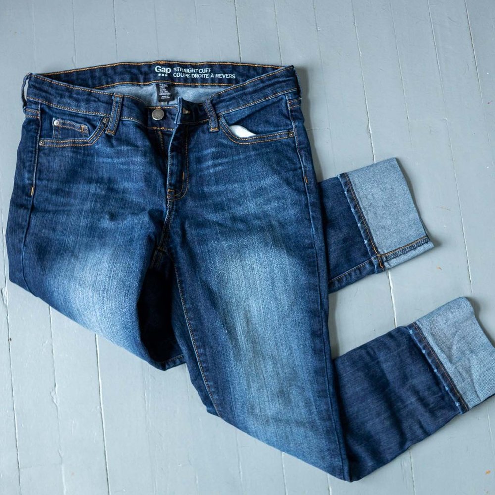 Dark Blue Gap Ankle Length Straight Leg Jeans